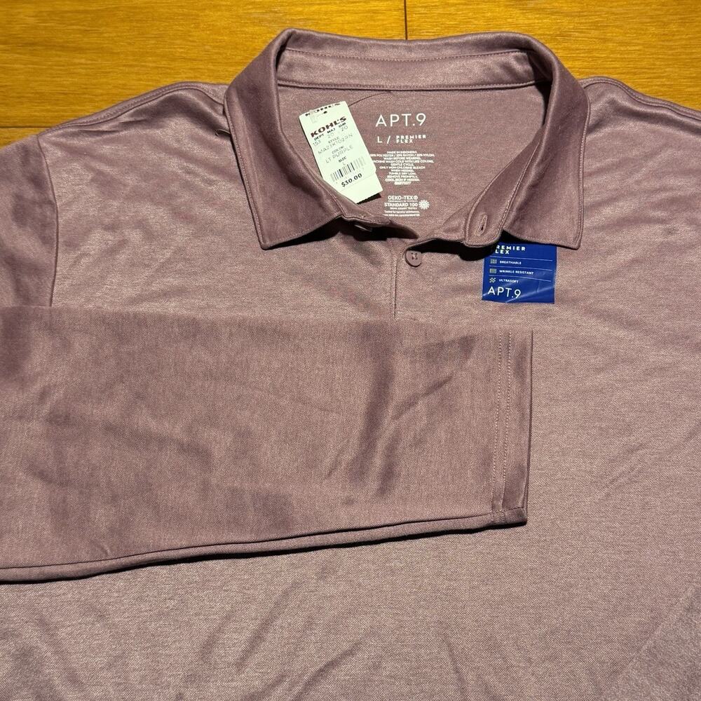 NWT Apt. 9 Long Sleeve Polo Shirt Collared 1/4 Buttons Pullover Men's Size Large
